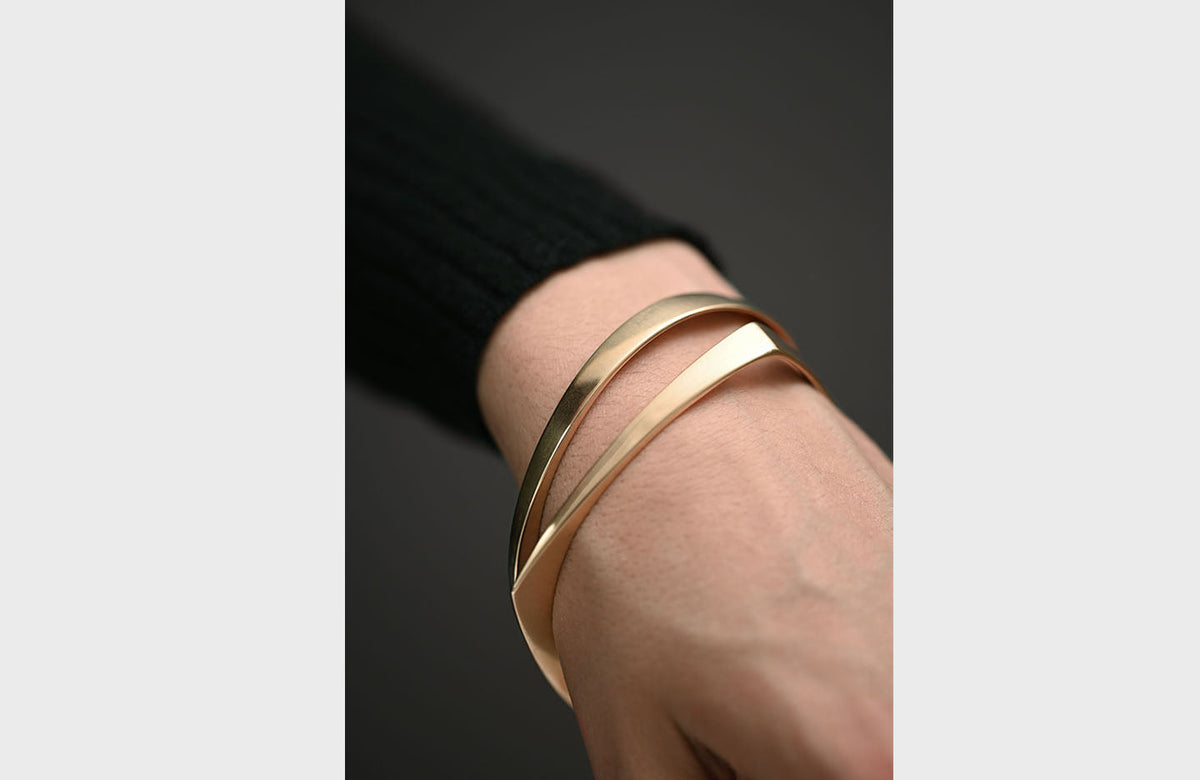 Round Bronze Bangle on Wrist